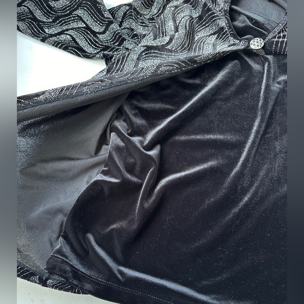 Vintage Notations Black Silver Velour Sparkle Layered Look Blouse Top Women’s L - Picture 8 of 10